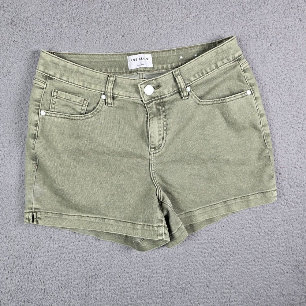 Lane Bryant Womens Shorts 14 Green Signature Fit Flex Magic Waistband Stretch